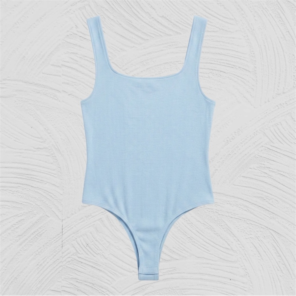 2/30$ Light Blue Ribbed Bodysuit - Picture 2 of 2